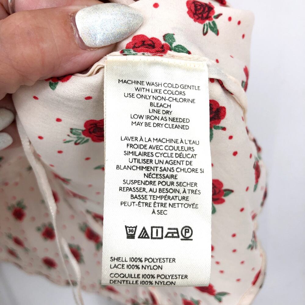 FREE PEOPLE Women's Field of Roses Top Medium Cream Red Long Sleeve NWOT - Picture 12 of 13